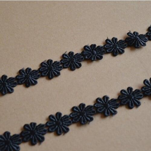 2 Meters/lot Width 2.5cm Black Water Soluble Embroidered Flower Lace Trim DIY Craft Garment Curtain Accessories Sewing Fabric
