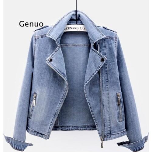 Autumn Fashion Elasticity Short Denim Jackets Women Outerwear Korean Slim Suit Collar Jeans Jacket Coat Female