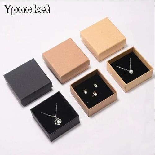 48pcs/lot Gift Boxes Square jewelry organizer shape box Engagement Ring For Earrings Necklace Bracelet Display Black Jewelry box