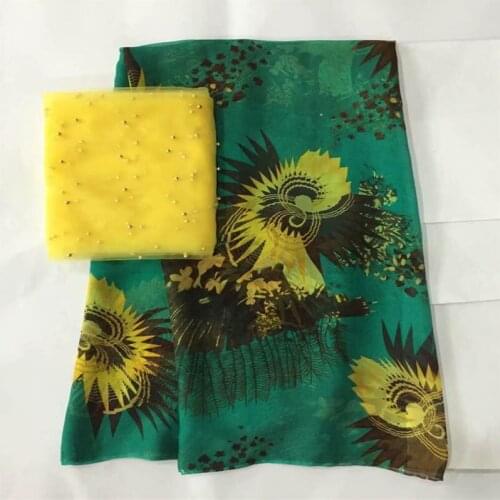 LX!New Arrival High Quality Fashion Printed Silk Chiffon Fabric 5 Yards And 2 Yards Of Tulle Chiffon Fabric! F33007