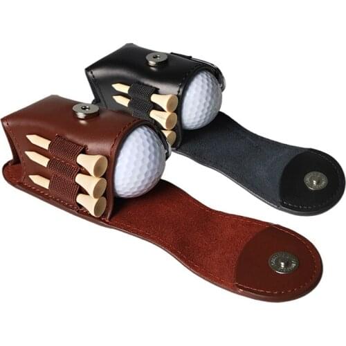 Golf Ball Mini Faux Leather Waist Bag Clip Utility Pouch Set with Balls Tees