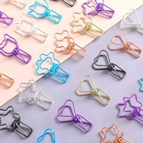 6pcs/lot kawaii Heart metal office school binder clip set purple Blue student paper document organizer clip stationery