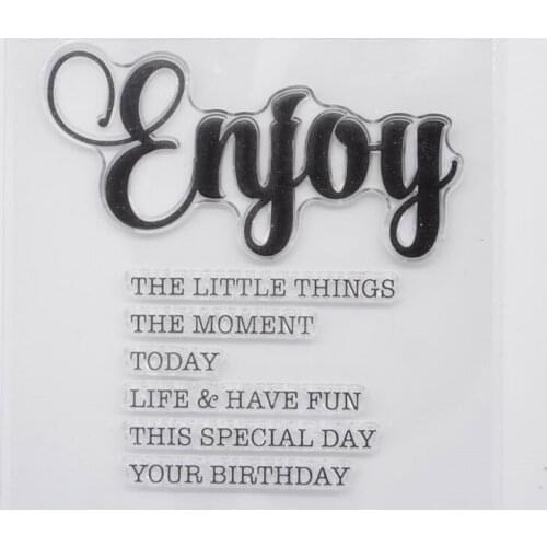 Enjoy text Transparent Clear Silicone Stamps for DIY Scrapbooking/Card Making/Kids Fun Decoration Supplies