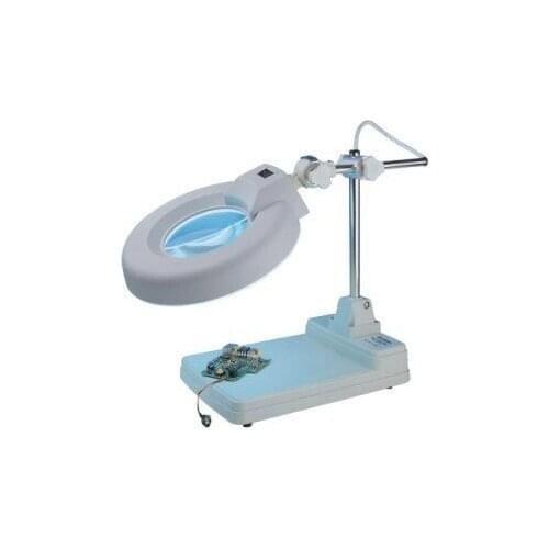 220V 10X Green Glass Optics Desk Lamp Lift Stand Magnifier Long Arm Flexible Professional magnifying glass lights