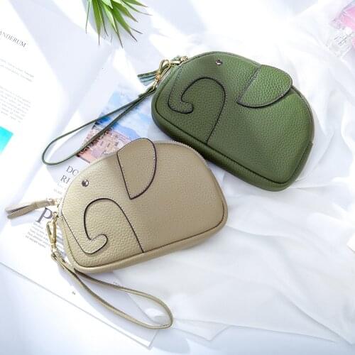 New Convenient Top Layer Cow Leather Elephant Clutch Bags Muti-Function Large Capacity Soft Original Leather Lady Handbag Wallet