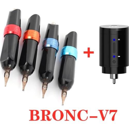 Original Hummingbird Bronc-V7 Swiss Motor Rotary Tattoo Machine Pen Strong Quiet With 1600mA/h RCA Wireless Power Kit