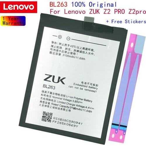 BL263 Original Phone Battery For Lenovo ZUK Z2 PRO Z2pro 100% Real 3100mAh Phone Replacement polymer Batteries Bateria