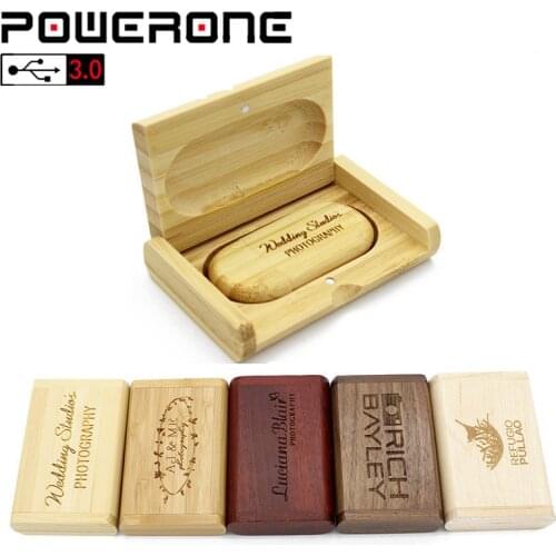 POWERONE USB 3.0 (1 PCS free custom LOGO) maple usb with box USB flash drive pendrive 4GB 16GB 32GB customer LOGO wedding gift