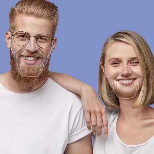 Clear Anti-Fog Anti-spitting Face Mask Reusable Breathable Transparent PC Durable Mouth Shield PET Plastic Mouth Mask Masks