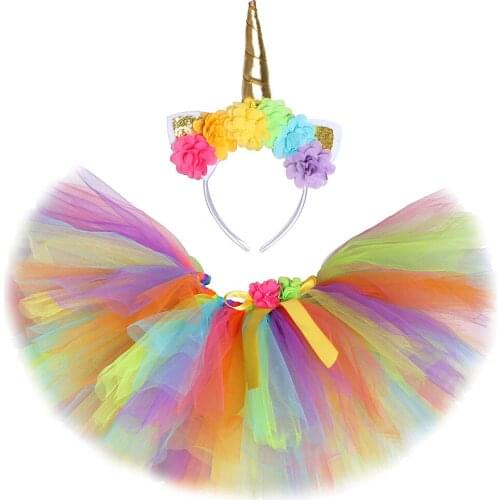 Fluffy Rainbow Tutu Skirt for Baby Girls Toddler Tutus Skirts Outfit for Shoot Prop Kids Birthday Halloween Costume Teenage Girl