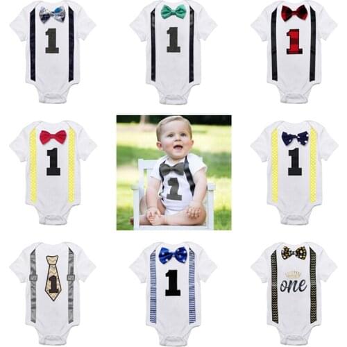 0-12M Newborn Cotton Romper Baby Boy Girl Summer Number 1 Print Rompers Infant Toddler Outfit Sunsuit Clothes Kids Jumpsuit