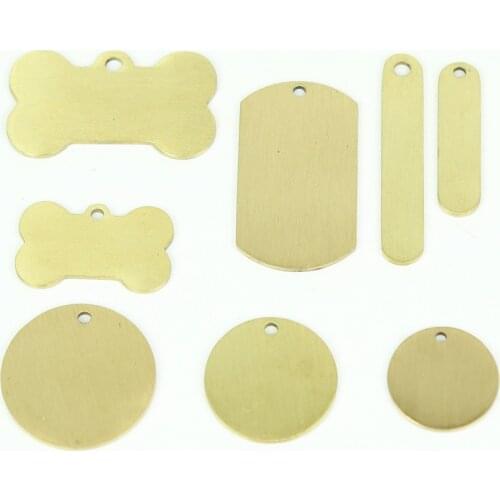 RCIDOS Brass Dog Tag Metal Circle Plate,Bone Shape Copper Blank Tag, Brass Round Disk plate Thickness1.8-2.0mm