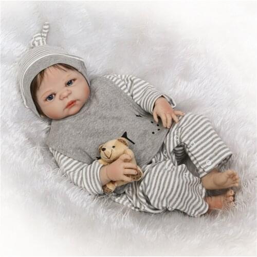 Newborn doll 57 cm Realistic Full Silicone corpo 23'' Reborn Baby Doll Lifelike bebes reborn Kids Playmate Xmas Gifts