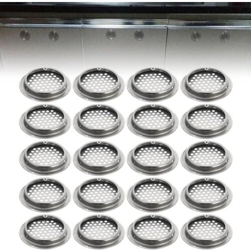 20pcs Air Vent Grille Cupboard Exhaust Ventilation Grille Set Stainless Steel Slotted Grille For Wardrobe Air Circulation Parts