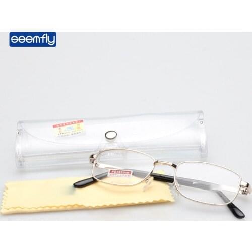 Seemfly Allloy Men Business Reading Glasses HD Clear Lens Presbyopic Eyeglasses Hyperopia Eyewear With Case +1.0 to +4.0 Unisex