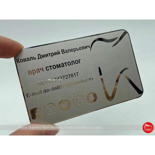 Manufacturer printing popular custom engraved silver metal business card printing color