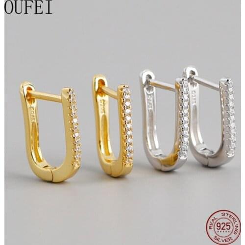 OUFEI 925 Sterling Silver Earrings For Women Rhinestones Luxury Earrings Fashion Exquisite Generous Earrings 2020 New Jewelry