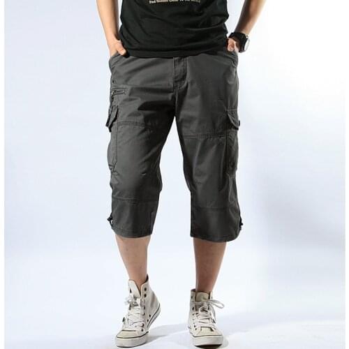 Large Size Mens Multi Pocket Loose Cargo Baggy Shorts Summer Outdoor Sports Camping Knee Length Military Tactical Short Trouser