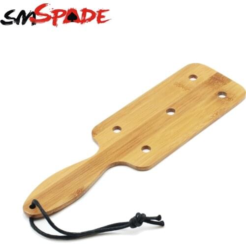 SMSPADE Adult Sex Toys Square Bamboo Paddle with Holes Natural Bamboo Spanking Crop BDSM for Couples SM Bondage Sex Restraints