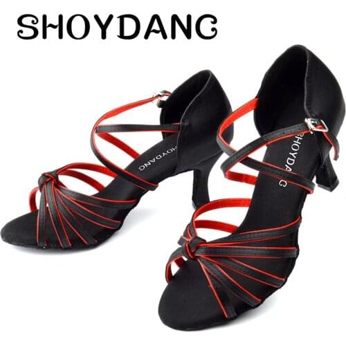 SHOYDANC Dance Shoes Salsa Latin Shoes Dance Ladies Comfortable Salsa Dance Shoes Black Red Purple Ballroom Dance Shoe For Women