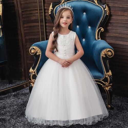 Flower Girl Party Banquet Fall and Winter Knitted Dresses Floor Length Girls Pageant Dresses Wedding Party Dress vestidos