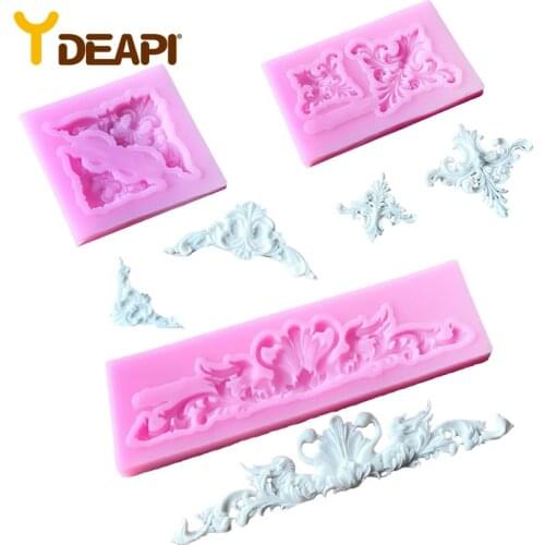 YDEAPI 3D Craft Baroque Scroll Relief Silicone Mold Cake Decorating Tools Fondant Chocolate Candy Mold Cupcake Frame Baking