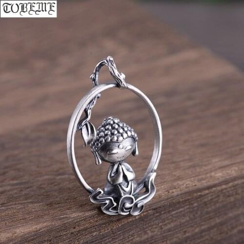 100% 925 Silver Tibetan Buddha Pendant Little Buddhist Buddha Pendant Tibetan Women Pendant Good Luck Amulet