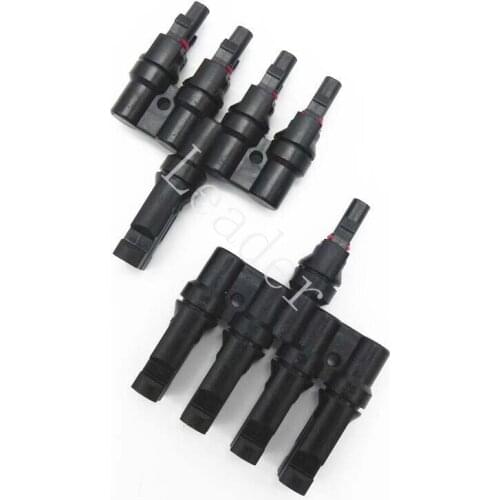 50 pairs/lot Style Solar Panel Cable Branch Connector TUV T Type 4 in 1 Male and Female Solar Cable Connector TF0166
