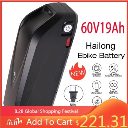Electric Bicycle Hailong 60V 19Ah Scooter Battery 36V 48V 52V USB 18650 BBS02 BBS03 BBSHD 20Ah 30Ah 500W 750W 1000W