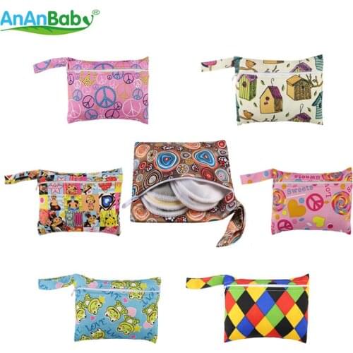 AnAnbaby 6pcs Small Mini Wet Bag Reusable For Mama Or Baby Waterproof PUL Mini Diaper Bag