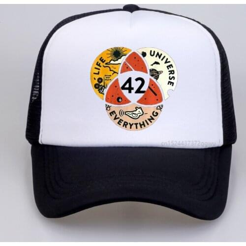 Fashion brand men 42 The Answer To Life The Universe And Everything Douglas Adams Print Baseball cap Summer Mesh snapback hats
