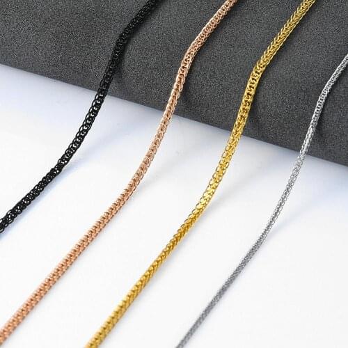 Width 1.2mm Chain Gold/Steel/Black/Rose Stainless Steel Chain Vintage Necklace for High Quality Womens And Mens Fashion Jewelry