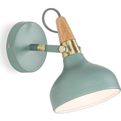 Loft Style Wood Iron Adjust Wall Sconce Switch Wire Modern LED Wall Light Fixtures Rotate Bedside Wall Lamp Home Lighting