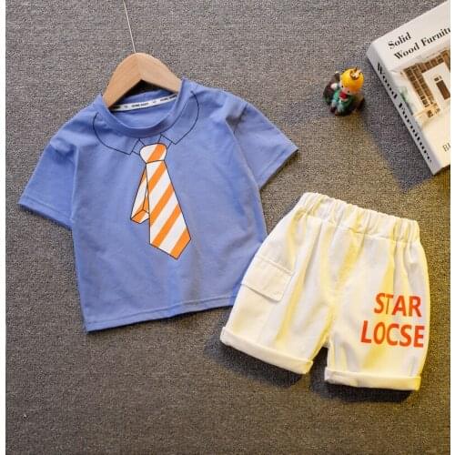 2021 Baby Class A summer suit new boy short-sleeved suit explosive baby Hoodie t-shirt cotton two-piece suit