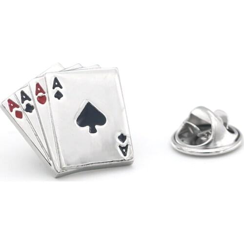 Poker 4 A Design Suit Pin For Men Fashion Brooch Ladys Lapel Pin Clothing Backpack Badge Quality Brass Material