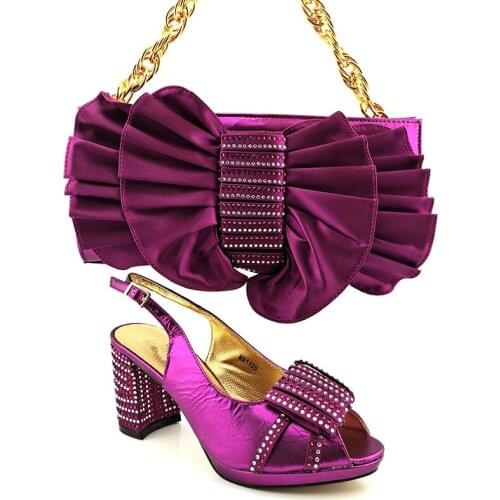 Doershow Italian Shoes With Matching Bags Set Italy African Womens Party Shoes and Bag Sets purple Color Women shoes! SYD1-4