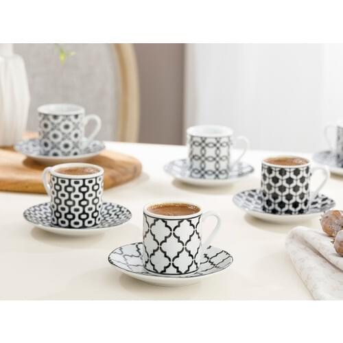 Rio Porcelain Coffee Cup Set 80 ml Black High Quality, Made in Turkey, Kitchen, Fast Shipping