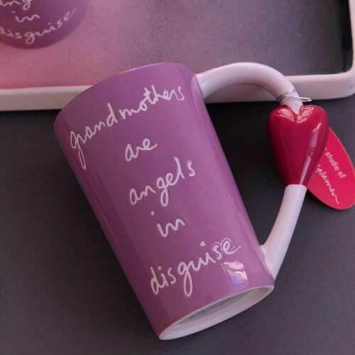 Purple Ceramic Mug Coffee Mug With 3d Red Heart Handgrip And Words Water Mug Ceramic Mug 520ml Capacity Birthday Present