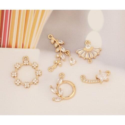 HAOSAW 6Pcs Choose/Jewelry Accessories/Connector/DIY Making/Hand Made/Earrings Pendant/CZ Charms/Jewelry Findings & Components