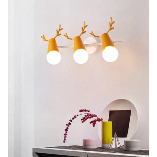 HAWBERRY LED modern minimalist interior lighting home three lamp head macaron style girl bedroom bedside study wall lamp
