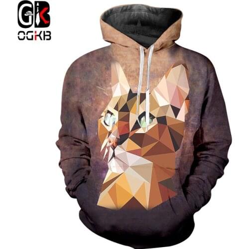 OGKB Hoodies Boy New Long Animal 3D Pullover Printing Diamond Cat Streetwear Big Size Costume Hombre Winter Hoodies