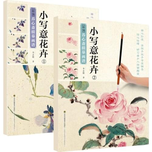 Chinese traditional drawing book beginners freehand brushwork painting books enjoyable colored paint flower textbook,set of 2