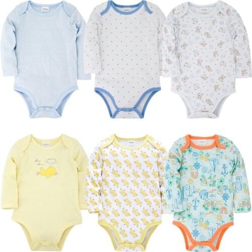 Unisex Baby Rompers Summer Infant Jumpsuit 6pcs Toddler Boy Girl Clothes Newborn Little Duck Full Sleeve Onesie 0-12m Combi Bebe
