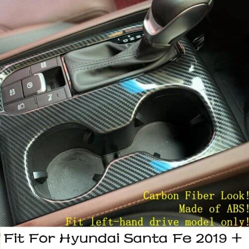 Lapetus Stalls Gear Shift Box Water Cup Holder Panel Cover Trim 1PCS For Hyundai Santa Fe 2019 - 2021 ABS Interior Refit Kit
