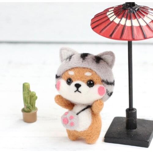 Cat Doll Wool Felt Craft DIY Non Finished Poked Set Handcraft Kit For Needle Material Bag Pack E56C