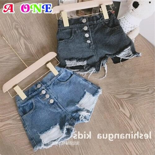 Summer baby girl shorts kids girl short jeans pants toddler bottoms fashion washed hole girls jeans pants