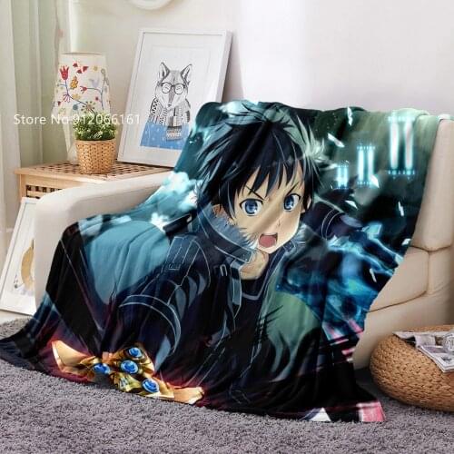 Sword Art Online Bedspread On The Bed Office 365 Happy Nappers Cartoon Anime Flannel Blanket Home Custom Fleece Blanket Decor