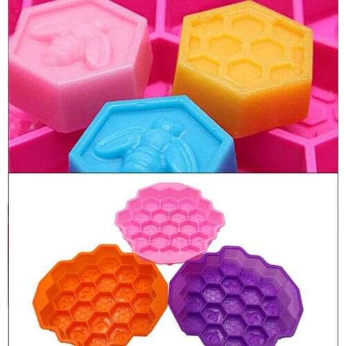 Honey Comb Honey Mold Silicone Cake Pan Comb Bees Soap Mould 19 Cell Beeswax Ice Jelly DIY Cake Bakeware Decoration