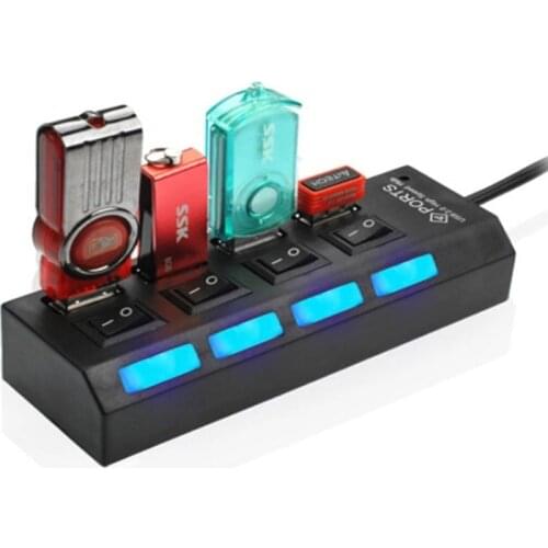 Mini High Speed USB 1.1 Hub 4 Ports Portable USB Hub 480 Mbps On/Off Switch Hub USB Splitter Adapter For PC Laptop