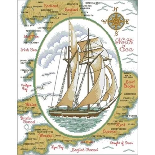 Marine log patterns Counted Cross Stitch 11CT 14CT 18CT DIY Chinese Cross Stitch Kits Embroidery Needlework Sets